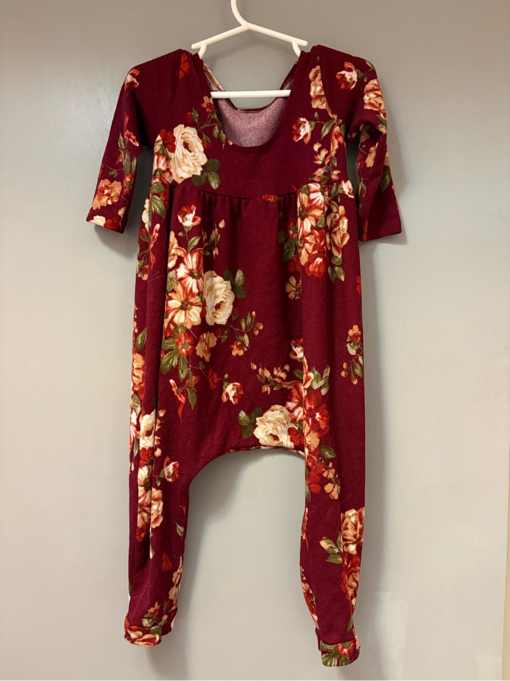 Little Rangos Burgundy Floral Romper